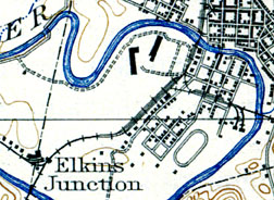South Elkins from a 1908 USGS topographical map.